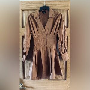 Lumiere Brown Button-Up Dress